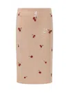Des_phemmes Cherries Embroidery Sequinned Skirt In Nude