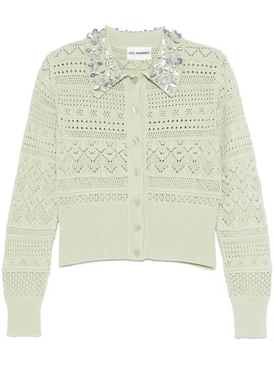 Des Phemmes Openwork Cardigan In 绿色