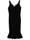 Des Phemmes Openwork Knitted Midi Dress In 黑色
