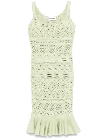 Des Phemmes Openwork Knitted Midi Dress In 绿色