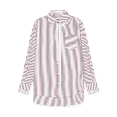 Des Phemmes Oversized Button-up Shirt In White,bordeau