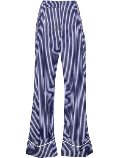 Des Phemmes Pleat-detail Striped Trousers In Blue