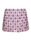 DES PHEMMES PINK GEOMETRIC MINI SKIRT WITH CRYSTAL EMBELLISHMENT IN ORGANZA WOMAN