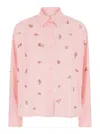 Des_phemmes Pink Shirt With Classic Collar And Embellishments On The Front In Cotton Woman In Pink