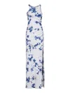 Des_phemmes Des Phemmes Cotton Rib Tie Dye Embroidred Dress In Blue/white