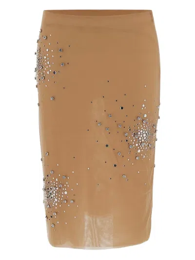 Des Phemmes Rhinestone-embellished Skirt In Neutrals