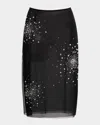 Des_phemmes Rhinestone Splash Tulle Skirt In Black