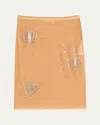 Des_phemmes Rhinestone Splash Tulle Skirt In Nude