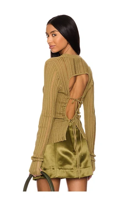 Des Phemmes Rib Long Sleeve Shirt In Military Green