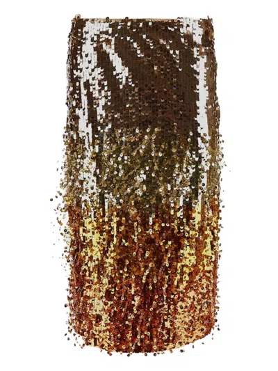 Des Phemmes Sequin-embellished Midi Skirt In Orange