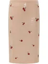 Des_phemmes Cherries Embroidery Sequinned Skirt In Neutrals