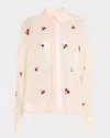 Des_phemmes Cherries Long-sleeved Sequined Shirt In Nude