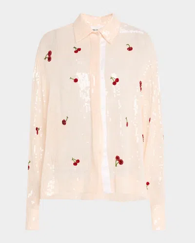 DES_PHEMMES SEQUINED CHERRY BOYFRIEND SHIRT