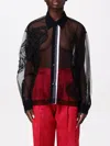 Des_phemmes Couture Floral Embellished Tulle Shirt In Black
