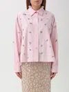 Des_phemmes Pink Shirt With Classic Collar And Embellishments On The Front In Cotton Woman In Pink