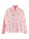 Des_phemmes Pink Shirt With Classic Collar And Embellishments On The Front In Cotton Woman In Pink