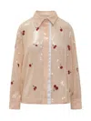 Des_phemmes Cherries Long-sleeved Sequined Shirt In Nude