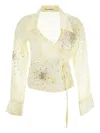 Des_phemmes Crystal-embellished Blouse In Yellow