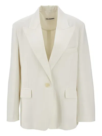 Des Phemmes Lurex Pinstriped Motif Jacket In White