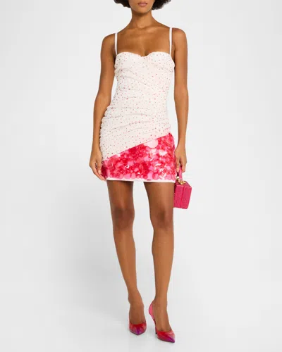 Des Phemmes Sleeveless Ruched Sequin Mini Dress In Whitelipstick