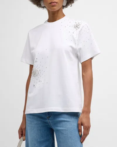 Des Phemmes Splash Embroidery Crewneck T-shirt In White