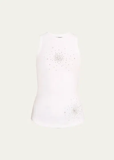 Des Phemmes Splash Embroidery Tank Top In White