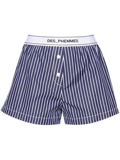 Des Phemmes Sporty Striped Shorts In Blue
