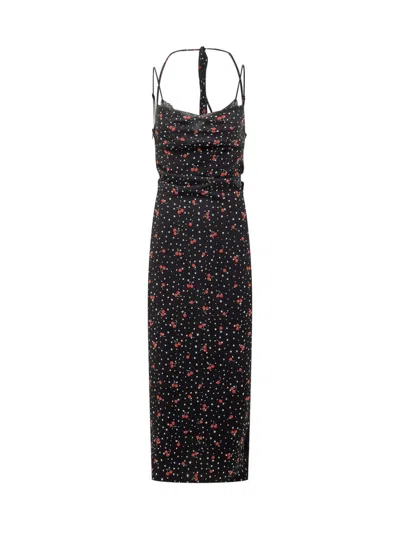 Des Phemmes Printed Slip Dress In Black