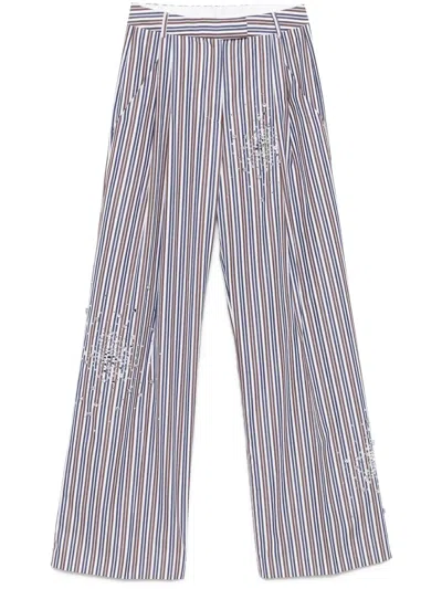 Des Phemmes Striped Trousers In Blue