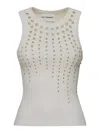 Des_phemmes Embellished Ribbed Jersey Tank Top In White