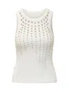 Des_phemmes Embellished Ribbed Jersey Tank Top In White