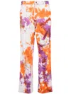 Des_phemmes Tie-dye Crystal-embellished Jeans In Orange