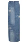Des Phemmes Tie Dye Embroidered Denim Midi Skirt