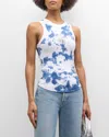Des_phemmes Tie-dye Tank Top In Dark Blue White