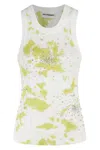 Des_phemmes Tie Dye Splash Embroidery Tank Top In White