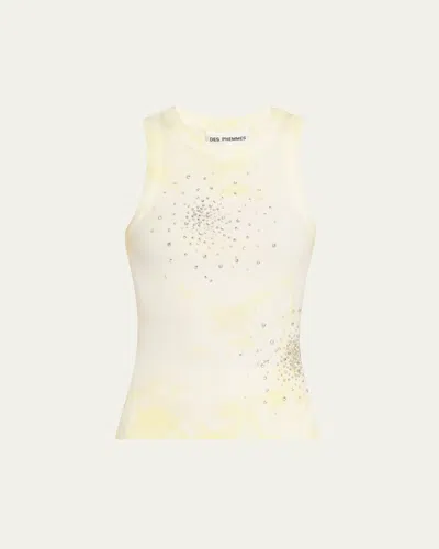Des Phemmes Tie-dye Tank Top In White - Sylvan Green  D1056