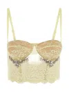 Des Phemmes Lace Bustier Top In Yellow
