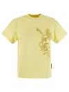 Des_phemmes Floral-embroidered T-shirt In Yellow