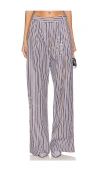 Des Phemmes Wide Suit Pant In Coffee  Blue  & White