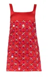 Des_phemmes A-line Minidress With Geometric Embroidery In Red