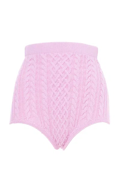 Des_phemmes Aran Stitch Knitted Wool Culottes In Light Pink