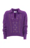 Des_phemmes Aran Stitch Knitted Wool Polo Shirt In Purple