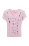Des_phemmes Aran Stitch Knitted Wool Vest In Light Pink