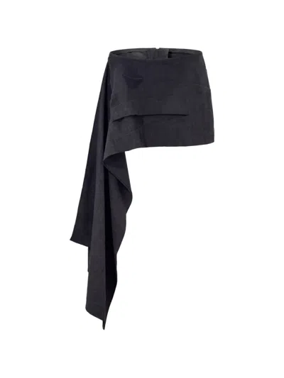 Des_phemmes Asymmetric Draped Skirt In Animal Print