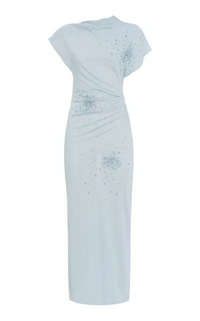 Des_phemmes Asyymmetrical Embellished Maxi Dress In Blue