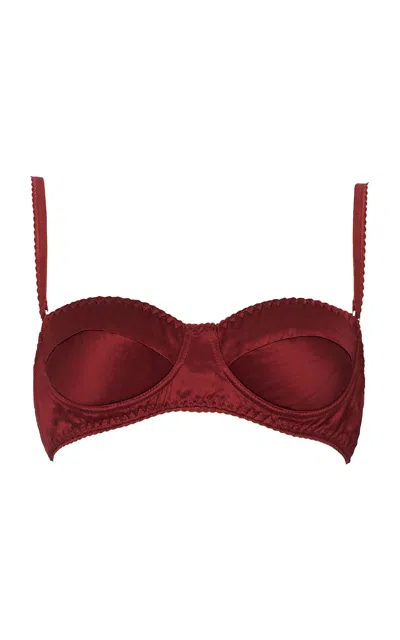 Des_phemmes Balconette Satin Bra In Burgundy