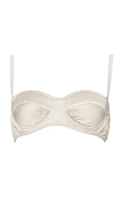 Des_phemmes Balconette Satin Bra In White