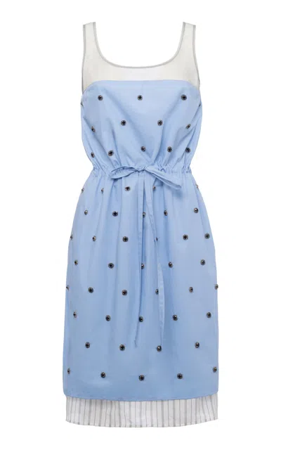 Des_phemmes Balloon Cotton-blend Mini Dress In Blue