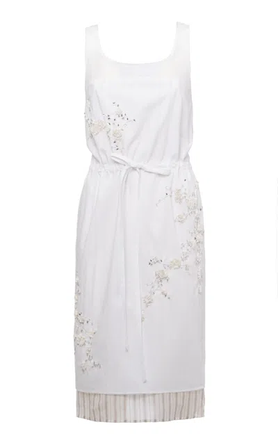 Des_phemmes Balloon Cotton-blend Mini Dress In White