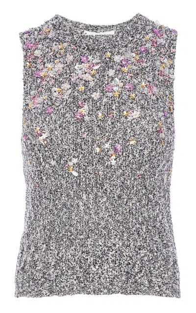 Des_phemmes Bead-embellished Boucle Crop Vest In Gray